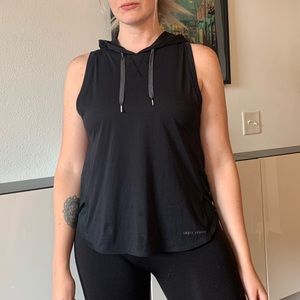 UA Black Hooded Sleevless Mesh Athletic Top